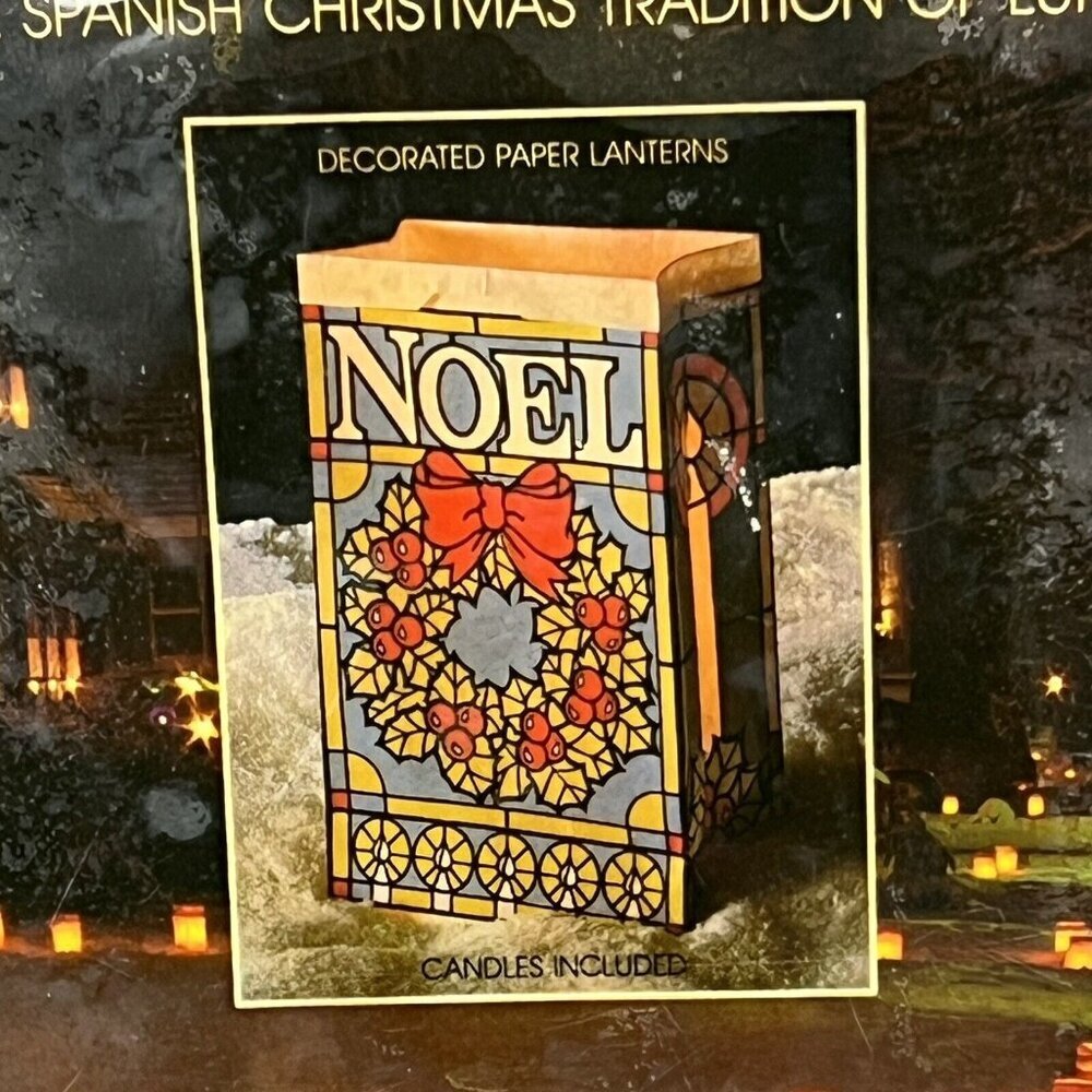 Vintage Noel Christmas Luminary Lights Lenox Candles and Paper Bag Luminaries